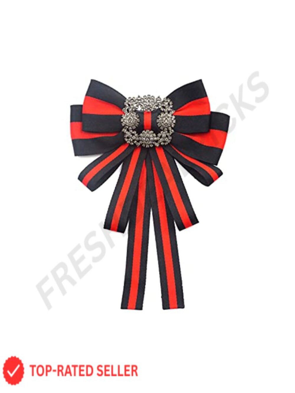 Rhinestone Bow Brooch Pin Ribbon Bowtie for Wedding Party